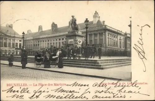 Ak Brüssel, Place des Martyrs, Denkmal, Kinderwagen