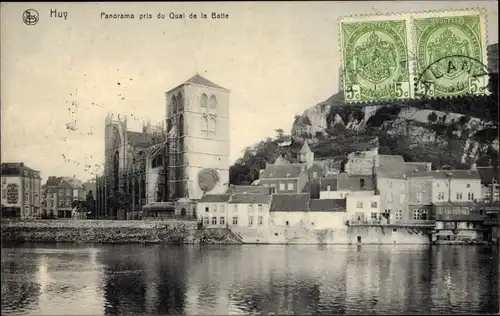 Ak Huy Wallonien Lüttich, Panorama pris du Quai de la Batte