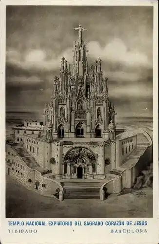 Ak Barcelona Katalonien Spanien, Templo Nacional Expiatorio del Sagrado Corazon de Jesus