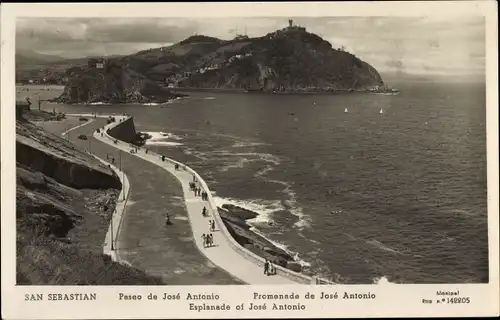 Ak Donostia San Sebastian Baskenland, Paseo de Jose Antonio, Uferpromenade