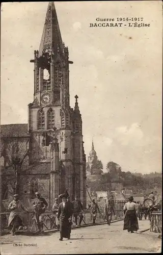 Ak Baccarat Meurthe et Moselle, l'Eglise, Guerre 1914-1917