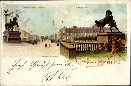 Litho Berlin Mitte, Unter den Linden, Zeughaus, Schlossterrasse