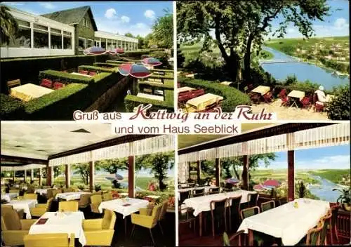 Ak Kettwig Essen im Ruhrgebiet, Restaurant Haus Seeblick, Terrasse, Innenräume