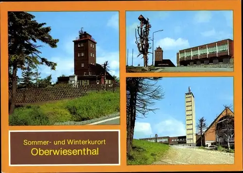 Ak Oberwiesenthal im Erzgebirge, Fichtelberg, Wetterwarte, HOG Fichtelberghaus, Aussichtsturm