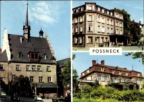 Ak Pößneck in Thüringen, Rathaus, Hotel Posthirsch, Erholungsheim Semmelweis