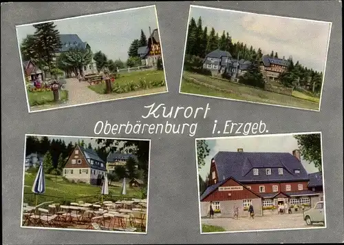 Ak Oberbärenburg Altenberg im Erzgebirge, Teilansichten, Gasthaus