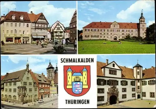 Ak Schmalkalden im Thüringer Wald, Altmarkt, Schloss Wilhelmsburg, Wappen