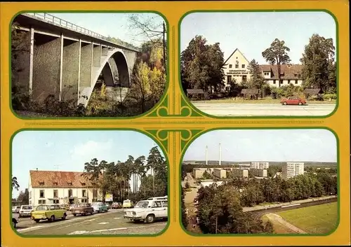 Ak Hermsdorf in Thüringen, Teufelstalbrücke, Mitropa Autobahnhotel, Autobahn