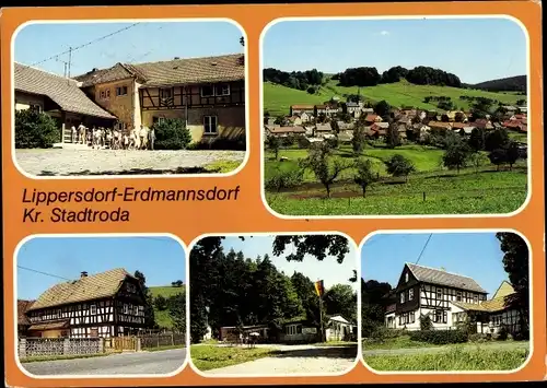 Ak Lippersdorf Erdmannsdorf in Thüringen, Totale, Teilansichten, Fachwerkhäuser