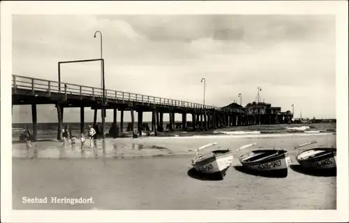 Ak Ostseebad Heringsdorf auf Usedom, Seebrücke, Strand