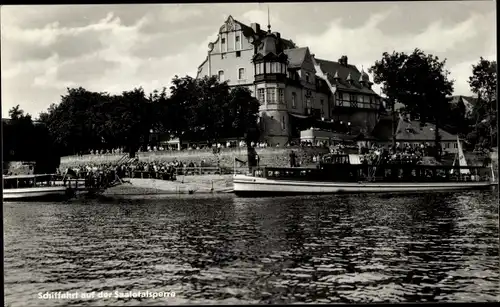 Ak Saalburg in Thüringen, Schifffahrt auf der Saaletalsperre