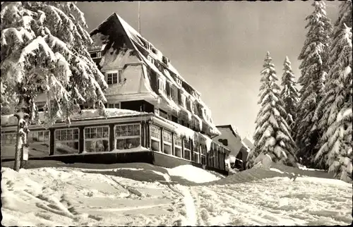 Ak Feldberg im Schwarzwald, Jugendherberge Hebelhof im Winter