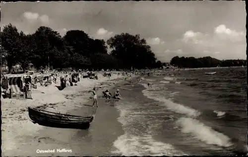 Ak Ostseebad Haffkrug Scharbeutz Ostholstein, Strand, Badegäste, Strandkörbe, Boot