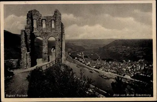 Ak Traben Trarbach an der Mosel, Ruine Grevenburg, Aussicht