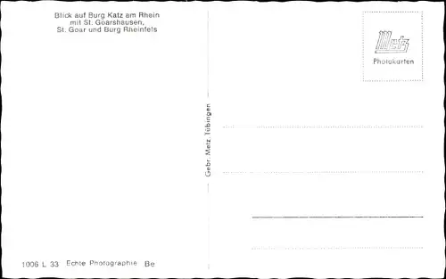 Ak Sankt Goarshausen am Rhein, Burg Katz, St. Goar, Burg Rheinfels