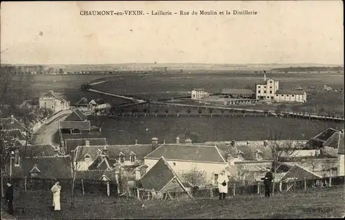 Ak Chaumont en Vexin Oise, Laillerie, Rue du Moulin und die Brennerei