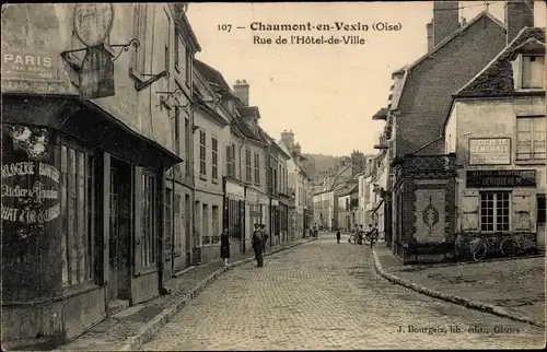Ak Chaumont in Vexin Oise, Rue de Hôtel de Ville