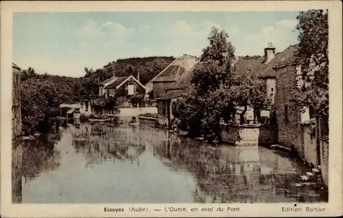 Ak Essoyes Aube, L'Ource, stromabwärts der Brücke