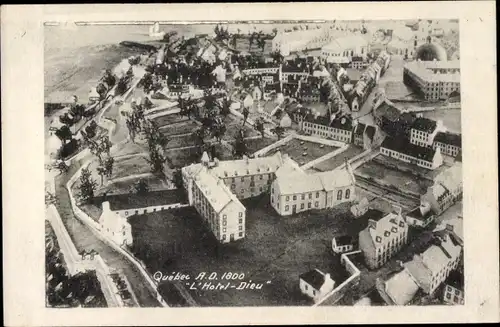Ak Quebec Kanada, Luftaufnahme, Hotel Dieu