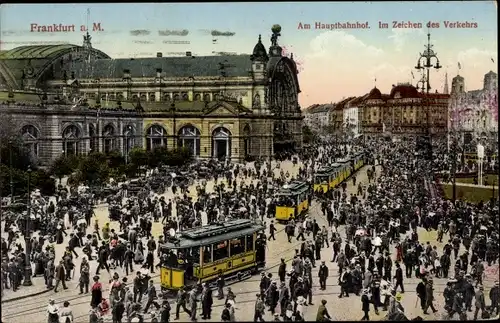 Ak Frankfurt am Main, Hauptbahnhof, Verkehr, Straßenbahn