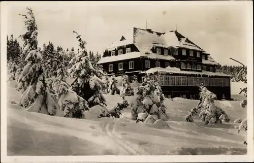 Ak Janské Lázně Johannisbad Riesengebirge Region Königgrätz, Schwarzschlagbaude, Černá bouda