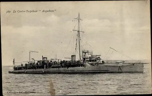 Ak Französisches Kriegsschiff Arquebuse, Französische Marine