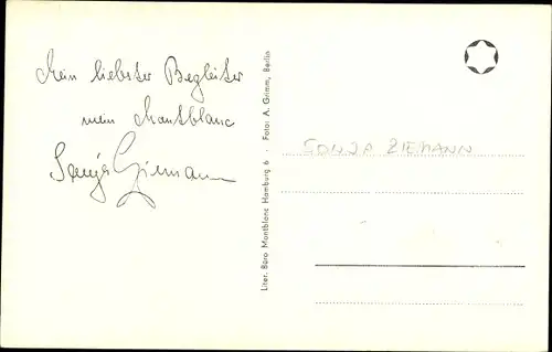 Ak Schauspielerin Sonja Ziemann, Portrait, Montblanc Füller, Autogramm