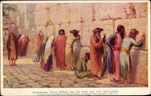 Künstler Ak Jerusalem Israel, Klagemauer