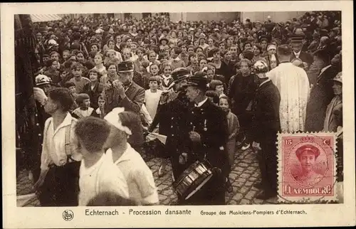 Ak Echternach Luxemburg, Procession dansante, Musiciens Pompiers
