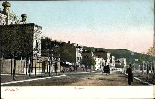 Ak Barcola Triest Trieste Friuli Venezia Giulia, Straßenpartie