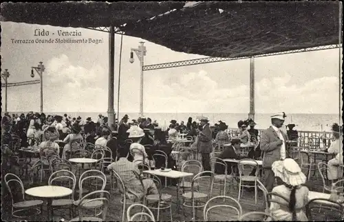 Ak Lido di Venezia Veneto, Terrazze Grande Stabilimento Bagni