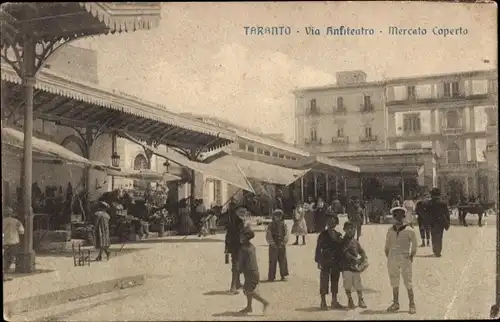 Ak Tarent Taranto Puglia, Via Anfiteatro, Mercato Coperto