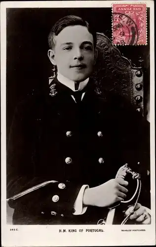 Ak Manuel II, König von Portugal, Portrait in Uniform
