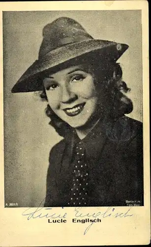 Ak Schauspielerin Lucie Englisch, Portrait, Berlin Film A 3801/1, Autogramm