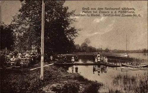 Ak Am Mellensee Mellen in Brandenburg, Restaurant Wildpark, Bootshafen