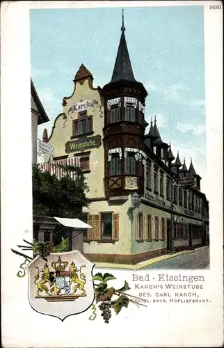 Wappen Ak Bad Kissingen Unterfranken Bayern, Karsch's Weinstube