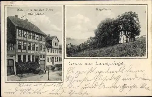 Ak Lamspringe in Niedersachsen, Hotel zum weißen Ross, Kegelbahn