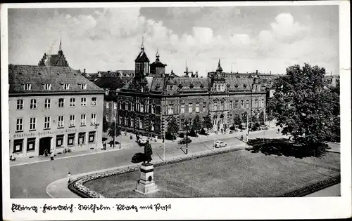 Ak Elbląg Elbing Westpreußen, Friedrich Wilhelm Platz mit Post, Denkmal, Sparkasse