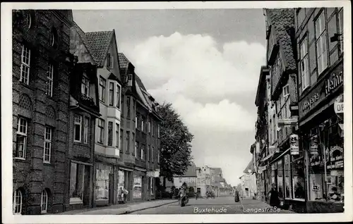 Ak Buxtehude in Niedersachsen, Langestraße, Geschäfte