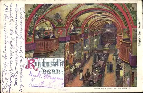 Künstler Ak Bern Stadt Schweiz, Kornhauskeller, Innenansicht