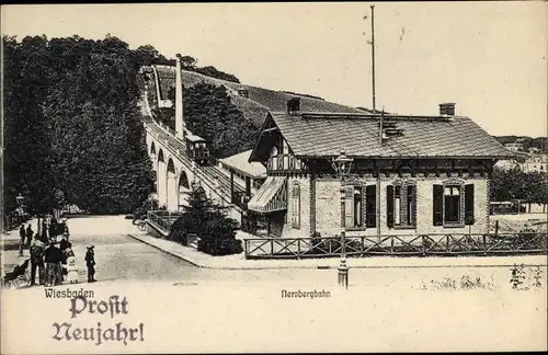 Ak Wiesbaden in Hessen, Nerobergbahn, Station