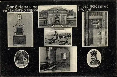 Ak Wesel am Niederrhein, Erinnerung Tod 11 Schillschen Offiziere