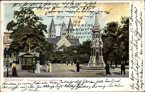 Ak Halberstadt Sachsen Anhalt, Domplatz mit Liebfrauenkirche
