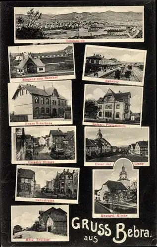 Ak Bebra Hessen, Totalansicht, Bahnhof, Schule, Evang Kirche, Hotel Schlüter