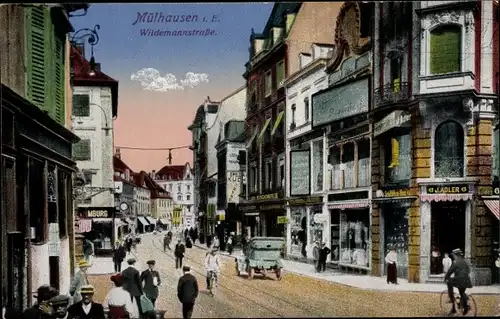 Ak Mulhouse Mülhausen Elsass Haut Rhin, Wildemannstraße, Geschäft