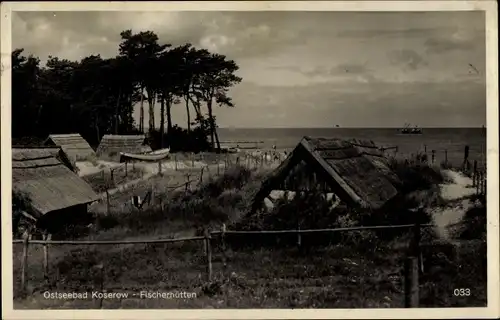 Ak Ostseebad Koserow auf Usedom, Fischerhütten