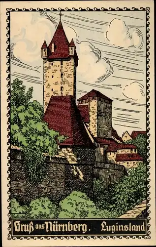 Künstler Ak Kallista, Nürnberg in Mittelfranken, Luginsland, Kaiserburg