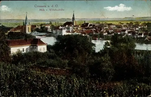 Ak Krosno Odrzańskie Crossen Oder Ostbrandenburg, Blick von der Wilhelmshöhe