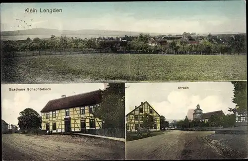 Ak Klein Lengden Gleichen Landkreis Göttingen, Gasthaus Schachtebeck, Blick auf den Ort, Straße