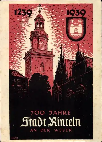 Künstler Wappen Ak Rinteln an der Weser, 700 Jahrfeier der Stadt 1939
